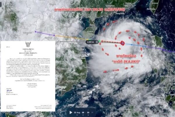 เรื่อง พายุ “คาจิกิ” และฝนตกหนักถึงหนักมากบริเวณประเทศไทย ฉบับที่ 4 (207/2568)
